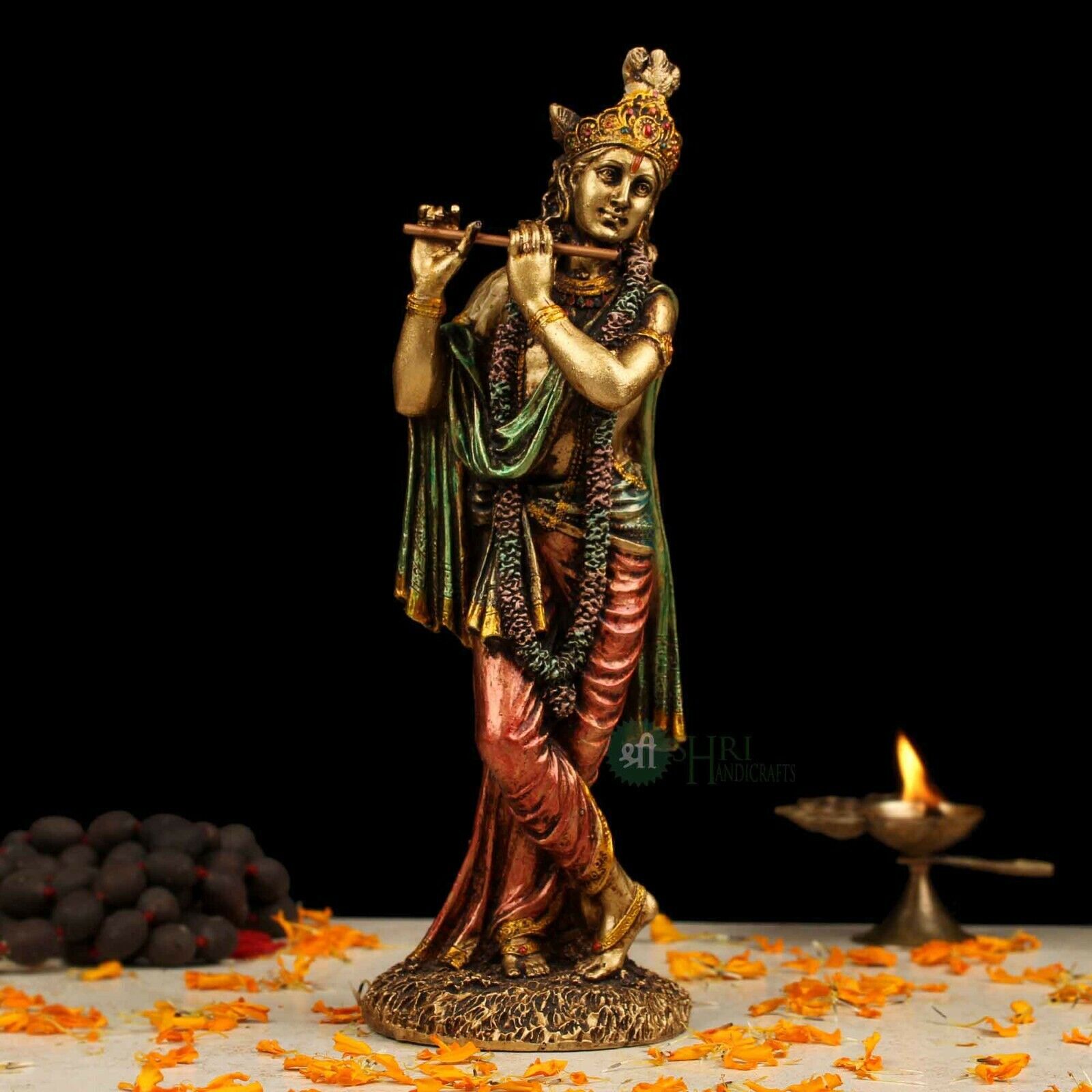Lord Krishna Figurine Statue Temple Sculptures God Of Love Hindu Deity Gifts
