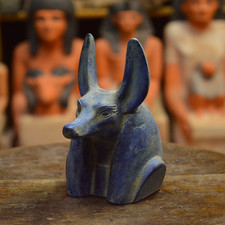 Rare Authentic Ancient Egyptian Antiquities Blue Anubis Stone Statue Egyptian BC picture