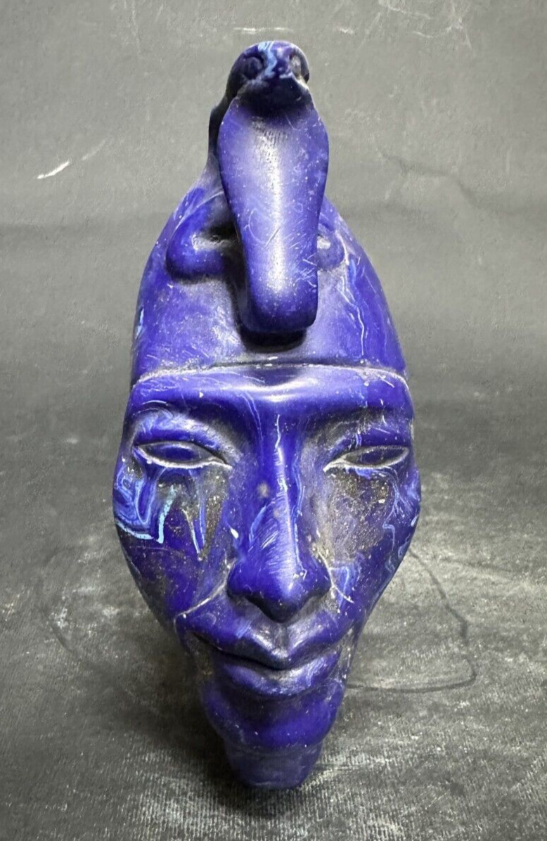 PHARAONIC ANCIENT EGYPTIAN ANTIQUES Mask King Akhenaten Made Malachite Stone BC