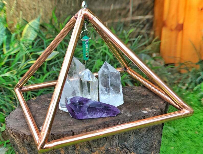 Deluxe Copper 10 Inch base Mini Experiment Giza hanging Pyramid