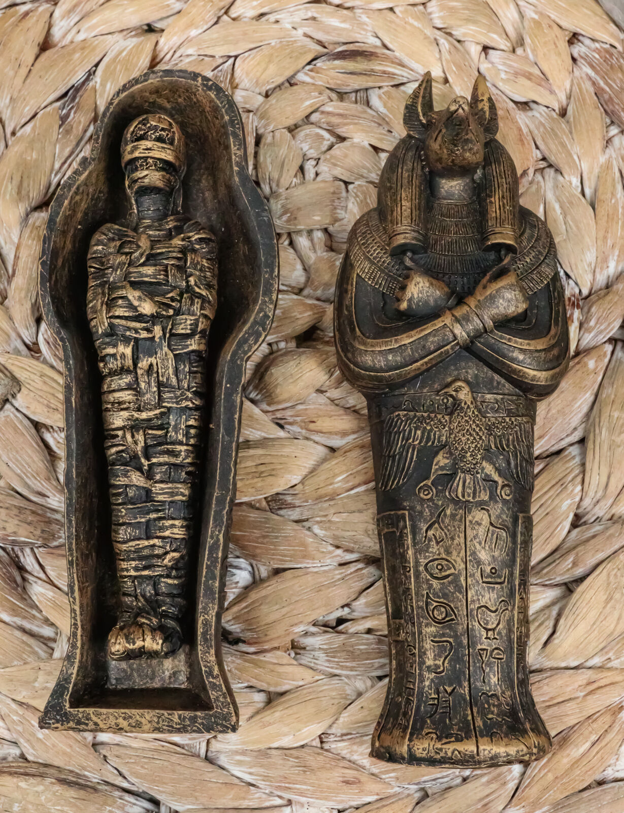 Ebros Egyptian Sarcophagus Box with Mummy Figurine 5.25\