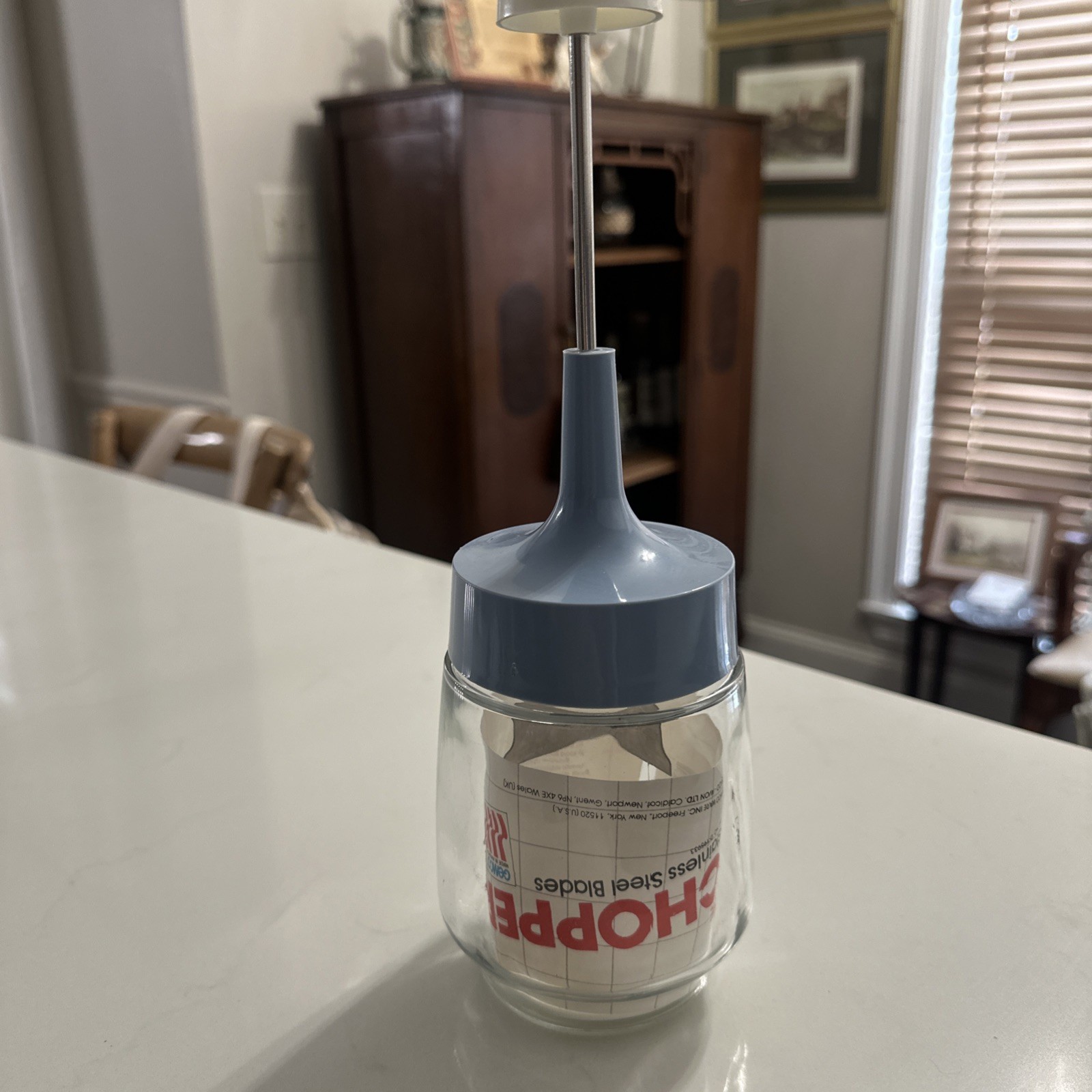 Vintage Acme Food Nut Chopper; Metal blade, glass jar; retro look. Great cond. Vintage Acme Food Nut Chopper; Metal blade, glass jar; retro look. Great cond.