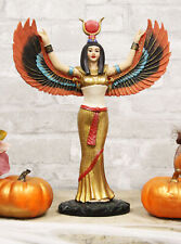 Colorful Egyptian Goddess Isis Ra With Open Wings On Gold Robe Statue 12