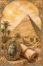 Pyramid at Giza, Scarab & Scroll, near Cairo, Egypt --New POSTCARD picture