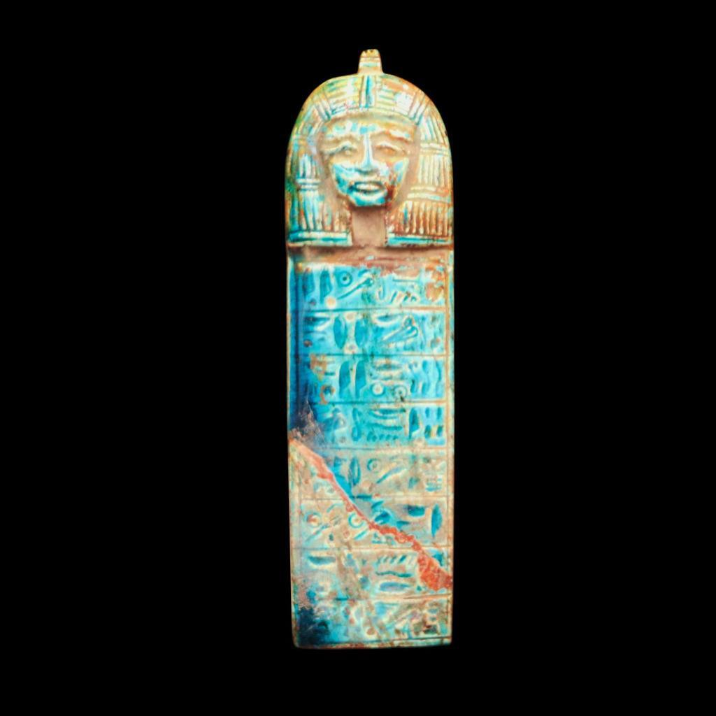 UNIQUE Antique Glazed Faience MASK Amulet of Ancient Egyptian Queen Tiye...LARGE UNIQUE Antique Glazed Faience MASK Amulet of Ancient Egyptian Queen Tiye...LARGE