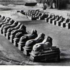 c1930s Luxor Egypt RPPC Karnak Avenue of Sphinxes Ancient Ram Headed Statue View picture