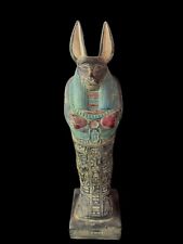 God Anubis Statue Standing with Ancient Hieroglyphics from Egyptian Stone picture