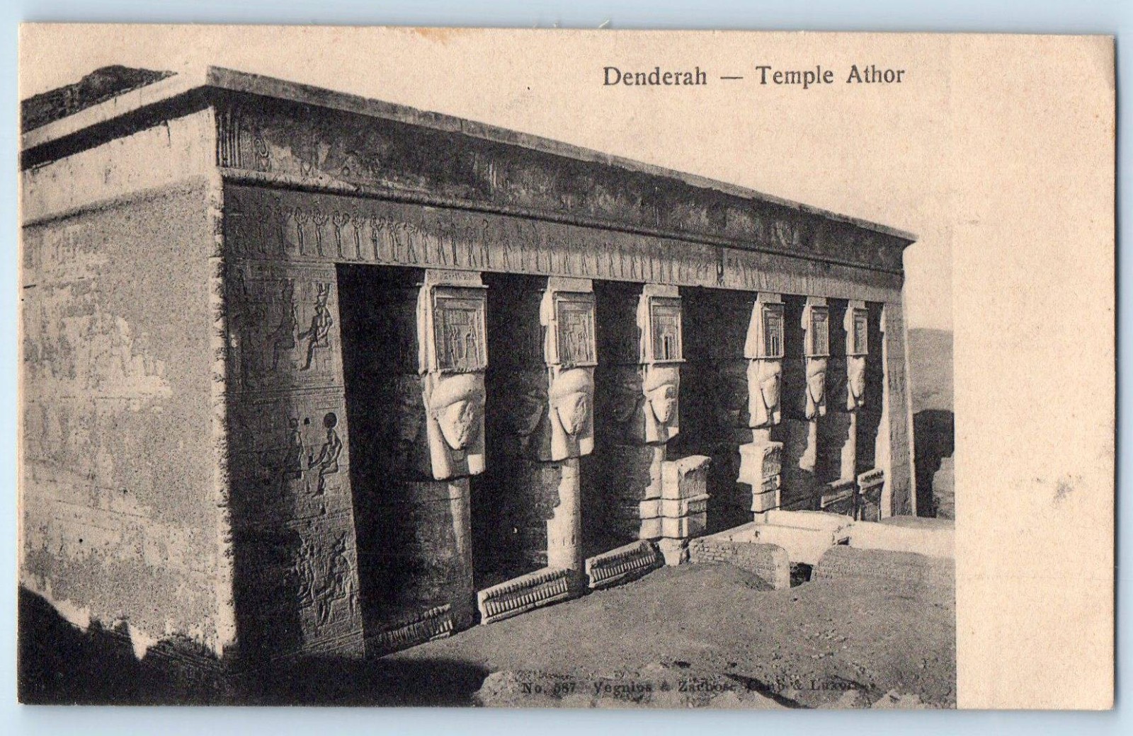 Qena Egypt Postcard Dendera Temple of Hathor c1910 Antique Unposted