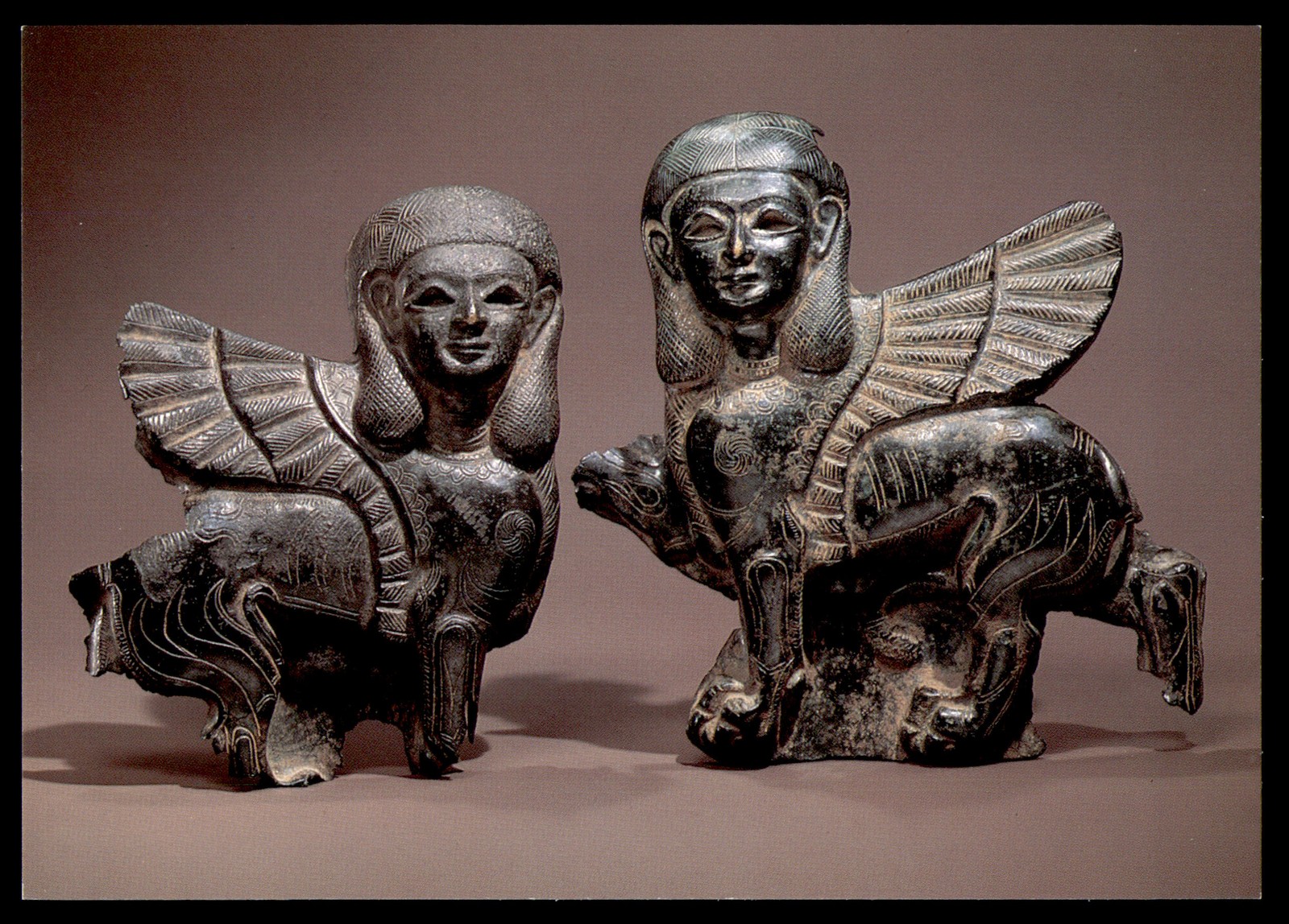 Postcard Two Bronze Sphinxes, Northern Syria, 9th-8th Century B.C. Postcard Two Bronze Sphinxes, Northern Syria, 9th-8th Century B.C.