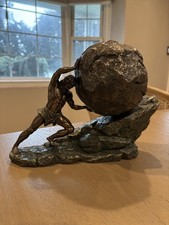 Veronese Design Sisyphus Statue Pushing Eternal Boulder Greek Mythology Bronze picture
