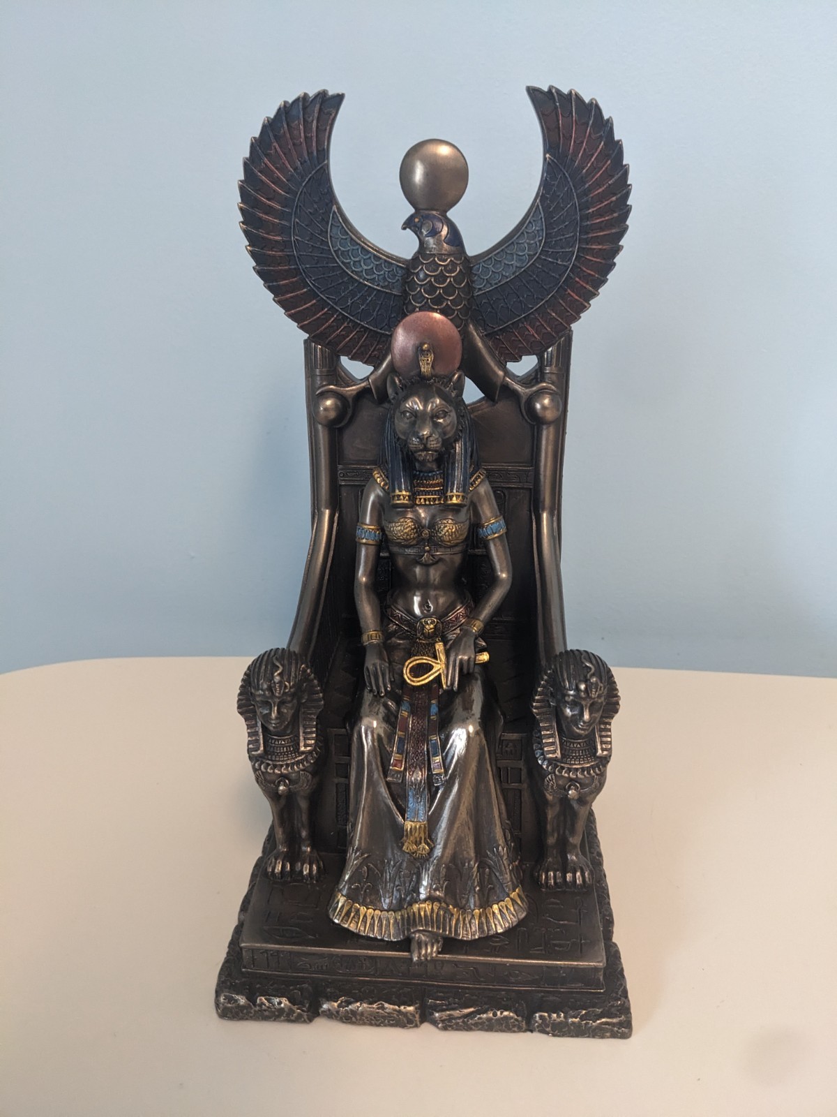 Ancient Egyptian Goddess of Healing Sekhmet Sitting on Throne Resin ...