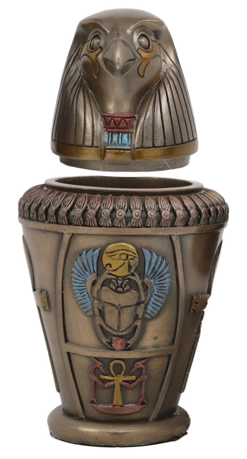 Ebros Ancient Egypt Gods and Deities Qebehsenuef Canopic Jar Urn Statue 5.75