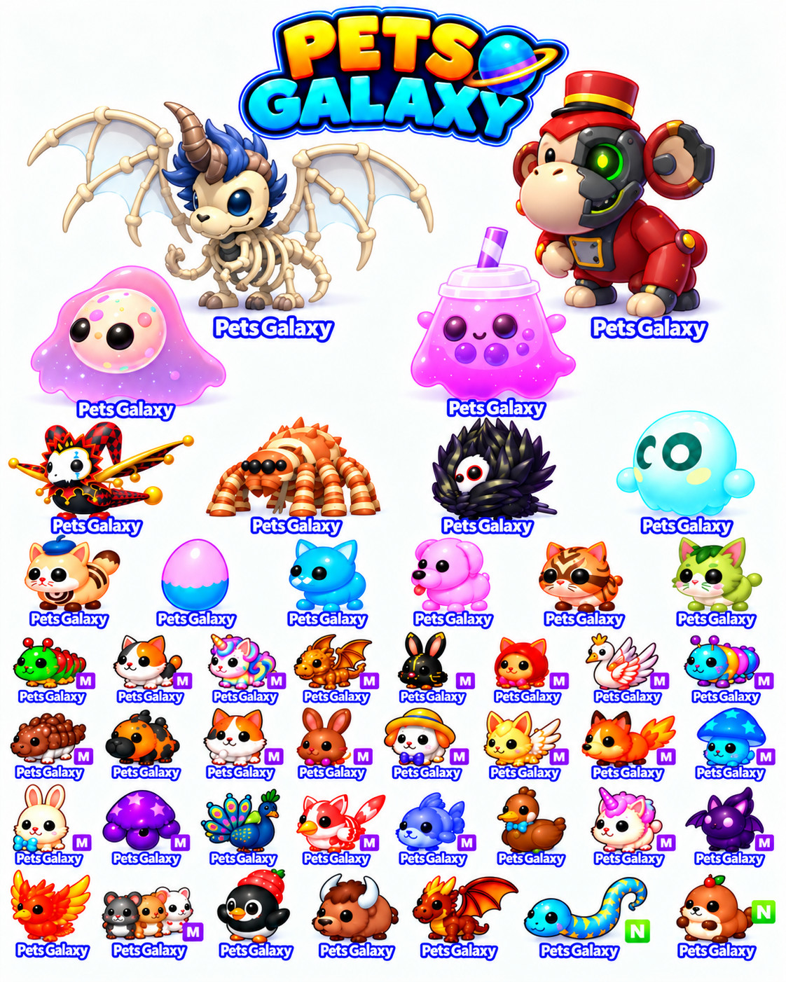 Jester Dragon - Bubblegeist - Jacobin Pigeon- Jumpscare - Adopt From Me