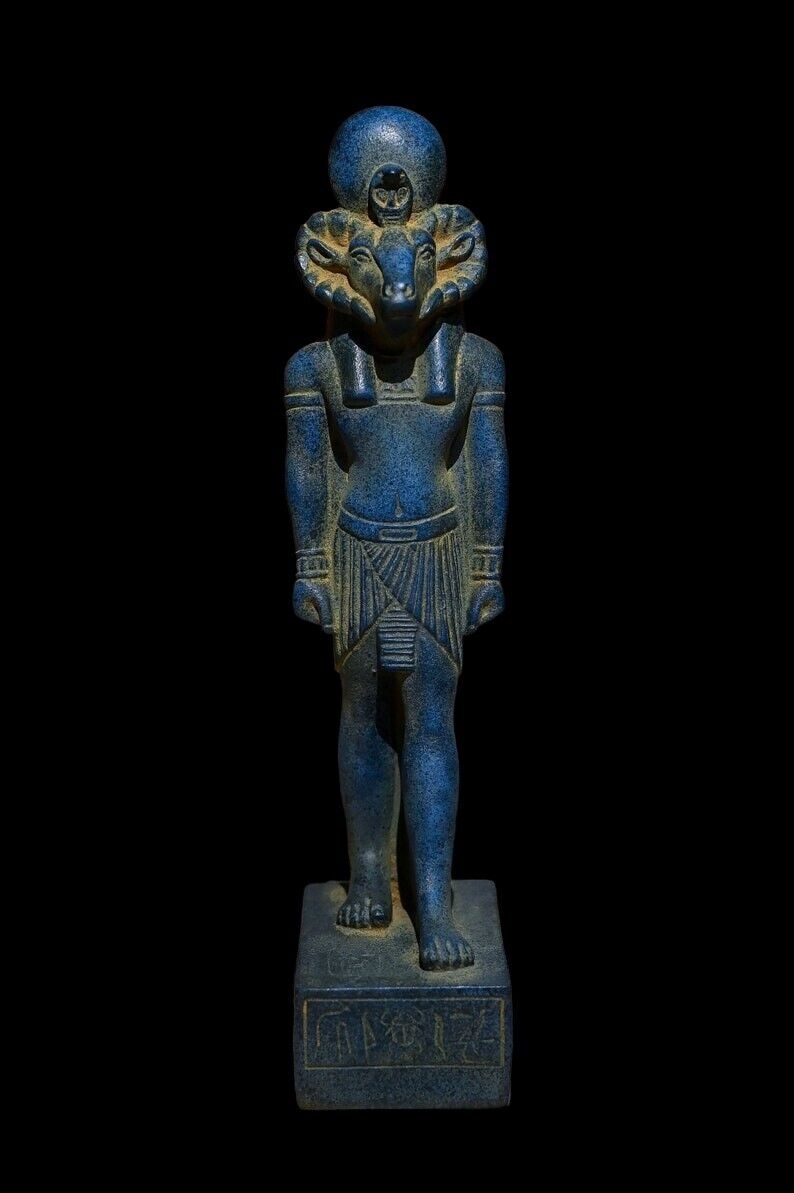 RARE ANTIQUE ANCIENT EGYPTIAN Statue Khnum Nile Head of Ram Heavy Stone