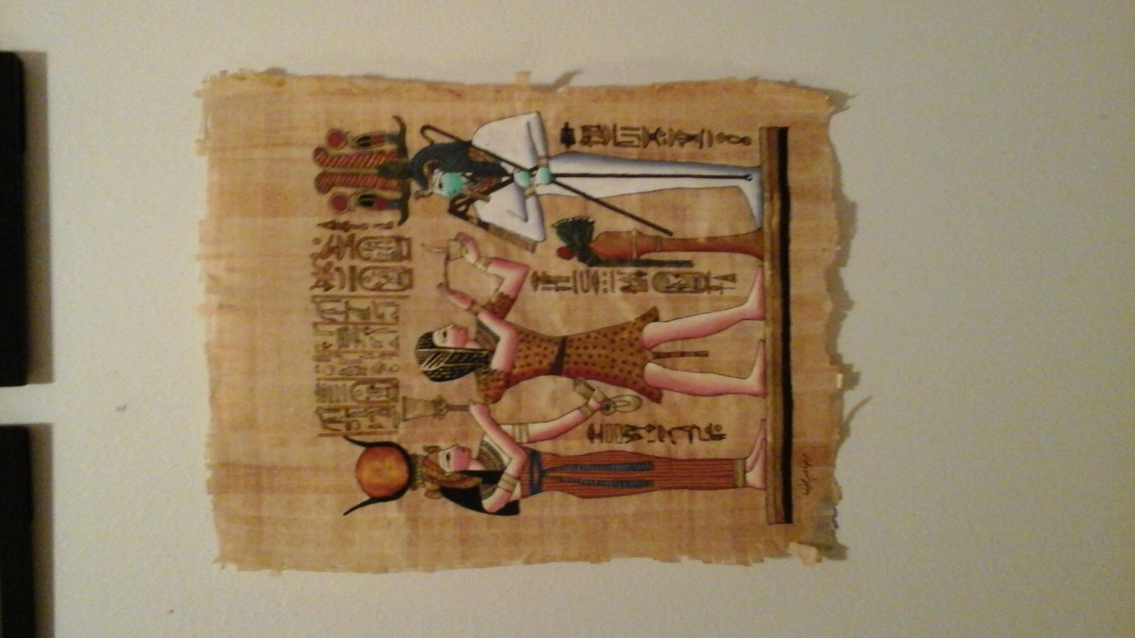 EGYPTIAN Hand Painted Genuine PAPYRUS Goddess HATHOR Opening of Mouth Ceremony