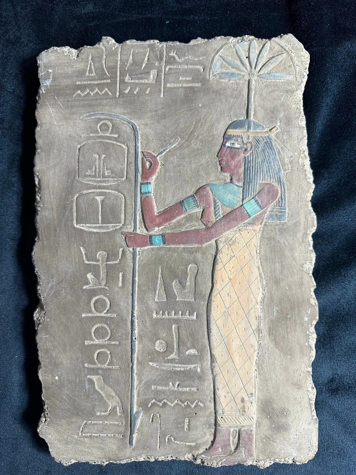 Authentic Ancient Egyptian Antiquities Seshat Concrete, Stone Relief Egyptian BC Authentic Ancient Egyptian Antiquities Seshat Concrete, Stone Relief Egyptian BC