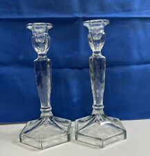 Vintage Pillars Etched Lead Crystal 8 1/2 Inch Lot Of 2 picture