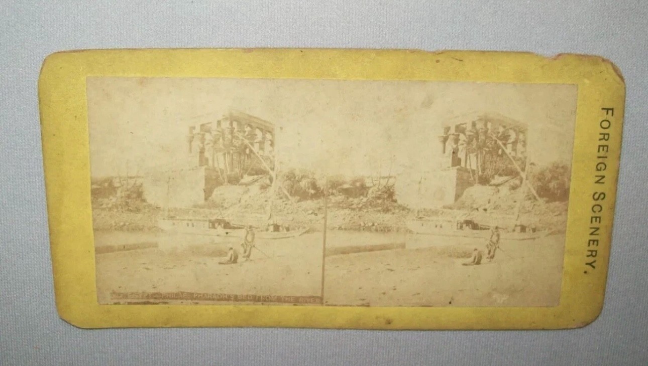Old Antique Vtg 1800s Egypt Philae Phararoh's Bed Stereoview Photo Card Nice Old Antique Vtg 1800s Egypt Philae Phararoh's Bed Stereoview Photo Card Nice
