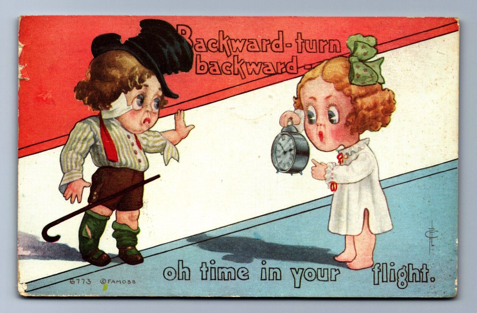 1910 BACKWARD TURN ELIZABETH AKERS ALLEN POET ROCK ME TO SLEEP POEM Postcard P17