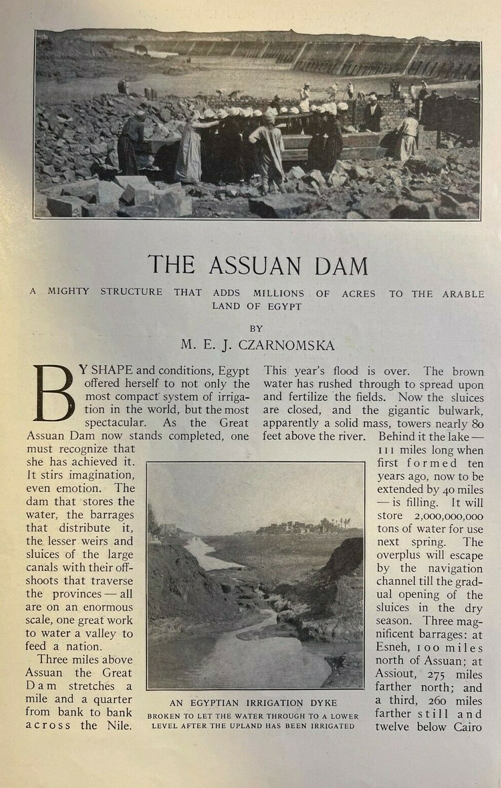 1913 Egypt Assuan Dam Aswan Dam Esneh illustrated 1913 Egypt Assuan Dam Aswan Dam Esneh illustrated