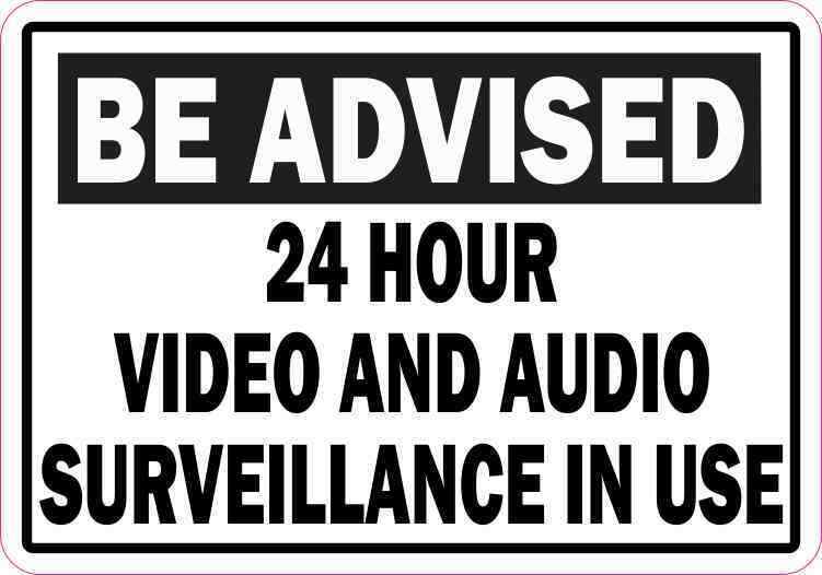 5x3.5 24 Hour Video and Audio Surveillance Magnet Vehicle Magnetic Business Sign