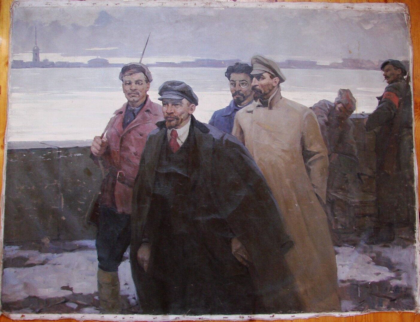 Ukrainian Soviet USSR oil painting Lenin Dzerzhinsky people realism worker 