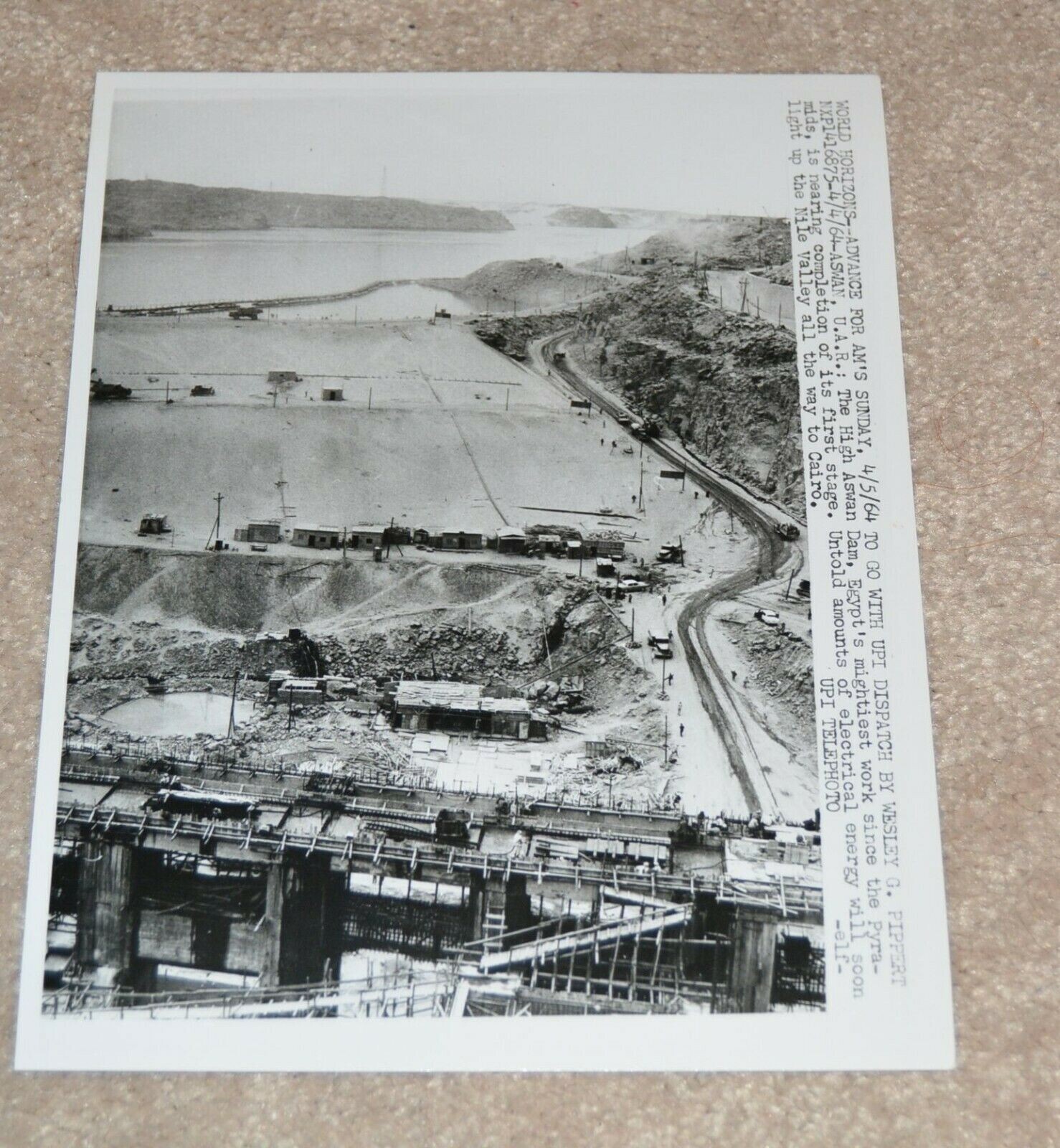 ORIGINAL ASWAN DAM PHOTO EGYPT NILE RIVER VINTAGE Al-Sadd al-ʿĀlī Manteqet ORIGINAL ASWAN DAM PHOTO EGYPT NILE RIVER VINTAGE Al-Sadd al-ʿĀlī Manteqet