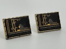 Vintage Cufflinks Swank Safari Lions Sphinx Giza Pyramid Egyptian Revival Style picture