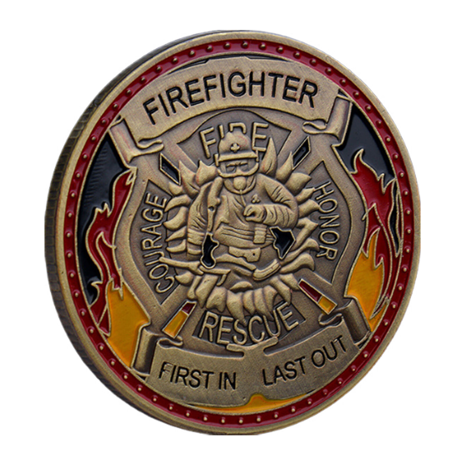 Firefighter Challenge Coin Fire Department Rescue Prayer Coin Fireman\'s Gift