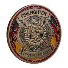 Firefighter Challenge Coin Fire Department Rescue Prayer Coin Fireman's Gift picture