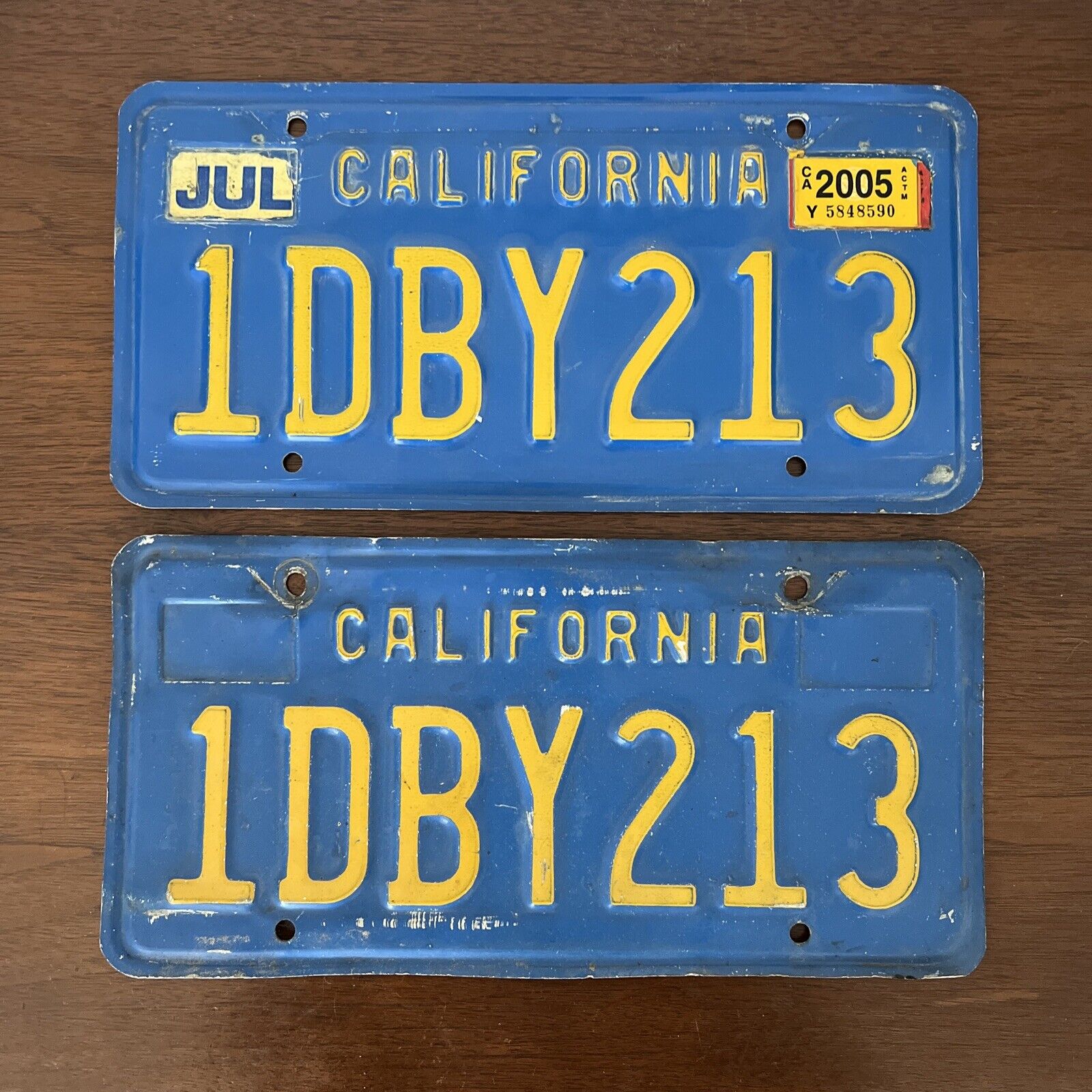 Vintage Blue Yellow California License Plates Great Pair