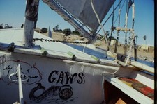 1978 Kodachrome 35mm Slide, Egypt Nile River Felucca Boat GAWS Hull Detail picture