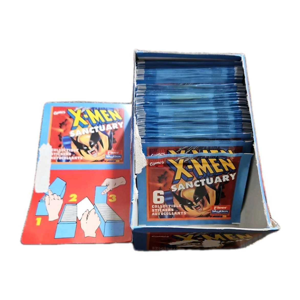 1996 Fleer/Skybox/Panini X-Men Sanctuary Pack Sticker Partial Box 65 Packs