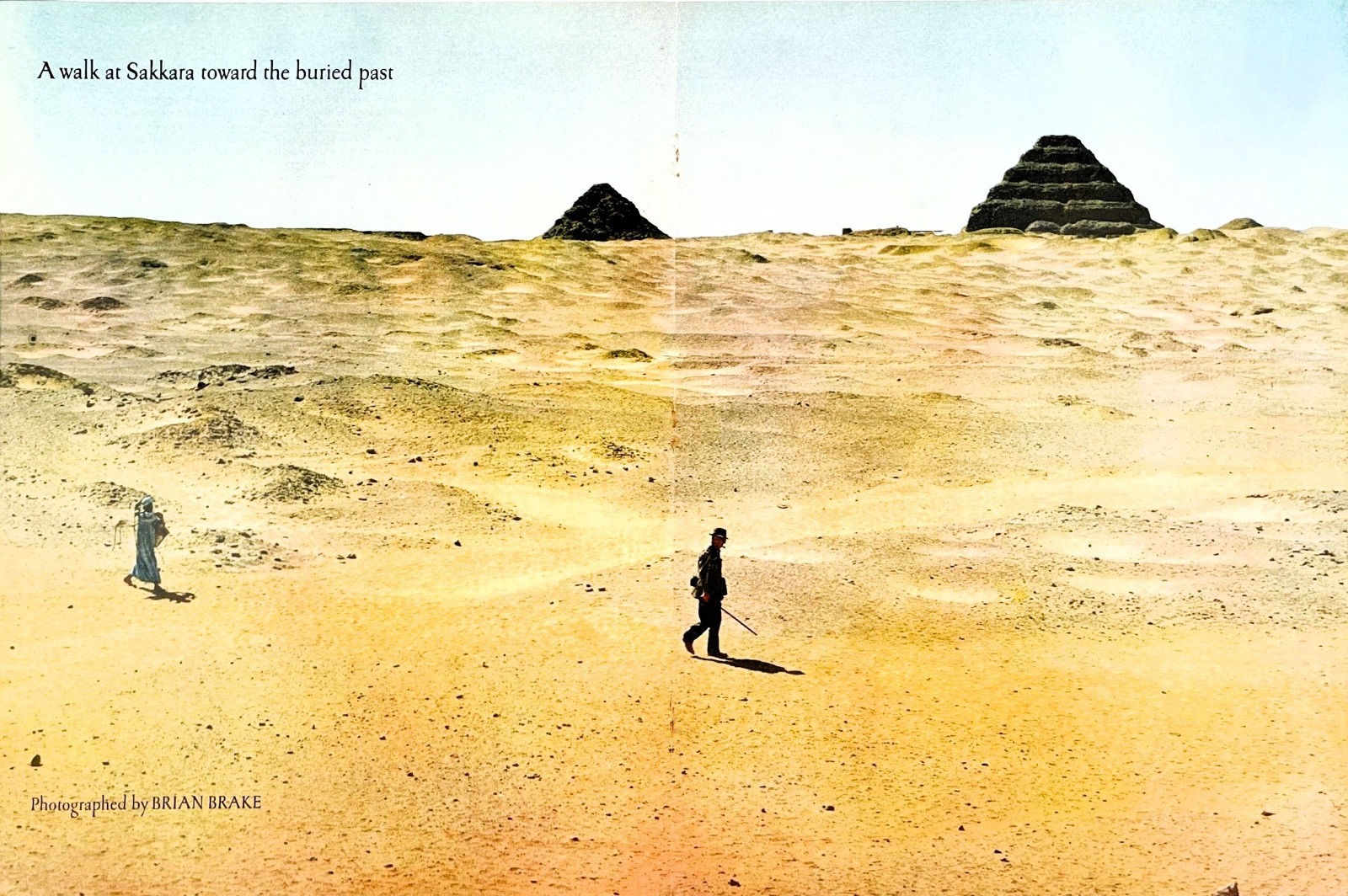 Djoser & Unas Step Pyramids Against Vast Saqqara Desert Setting Mag Centerfold
