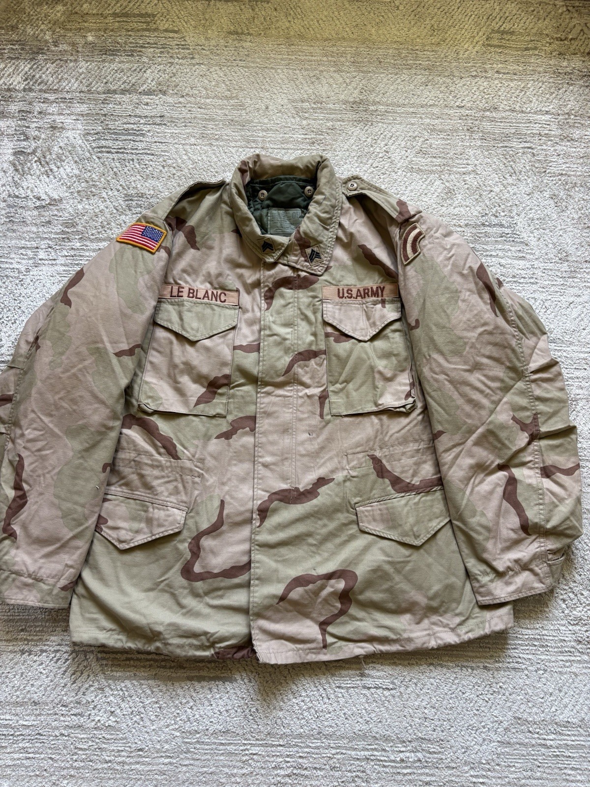 US Army DCU Desert Cold Weather Field Jacket Coat XL Long Liner Named M65 US Army DCU Desert Cold Weather Field Jacket Coat XL Long Liner Named M65