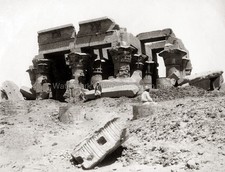 Kom-Ombo Egypt Ruined Temple Columns Hieroglyphs Architecture Vtg. Photo 19thC. picture