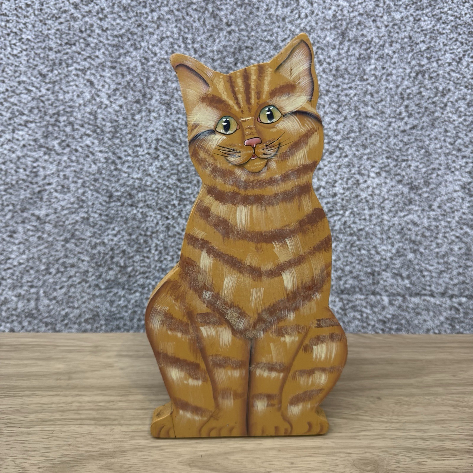 13 inch Hand Carved Painted Wooden Orange Tabby Cat Sculpture Folk Art Figurine 13 inch Hand Carved Painted Wooden Orange Tabby Cat Sculpture Folk Art Figurine