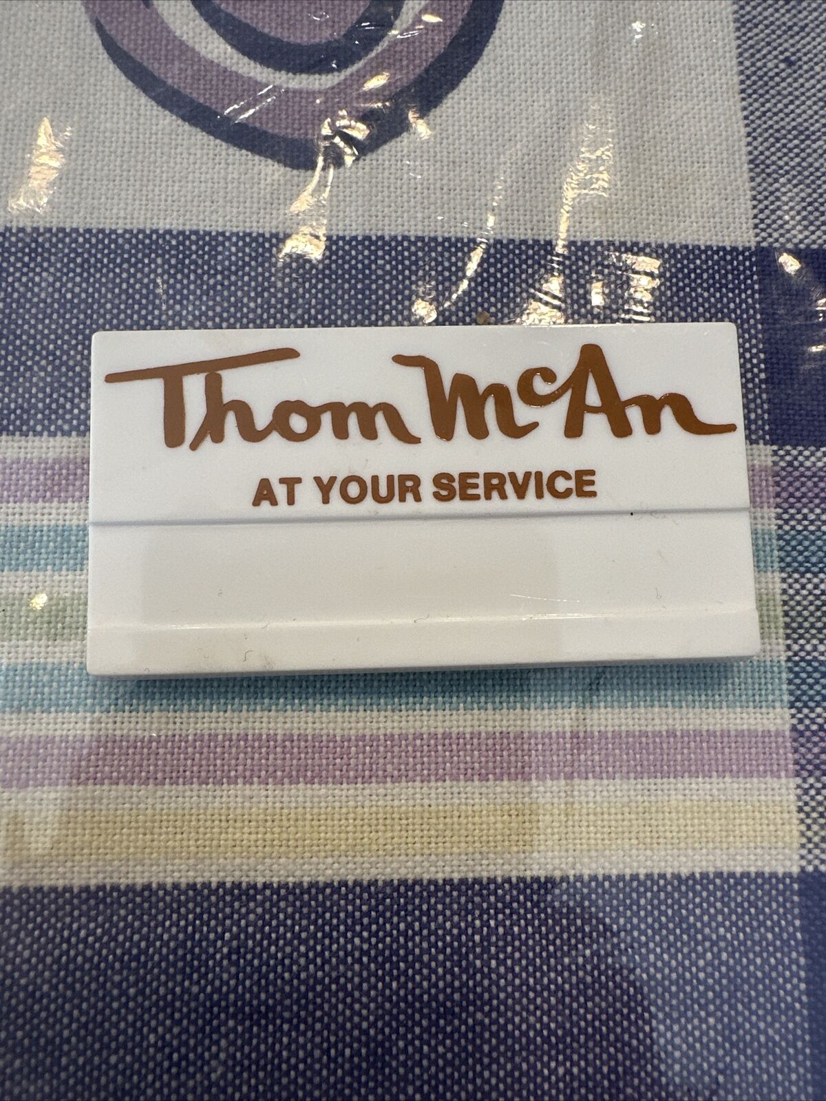 THOM MCAN - Vintage Defunct Retail Mall Shoe Store Employee Name Tag