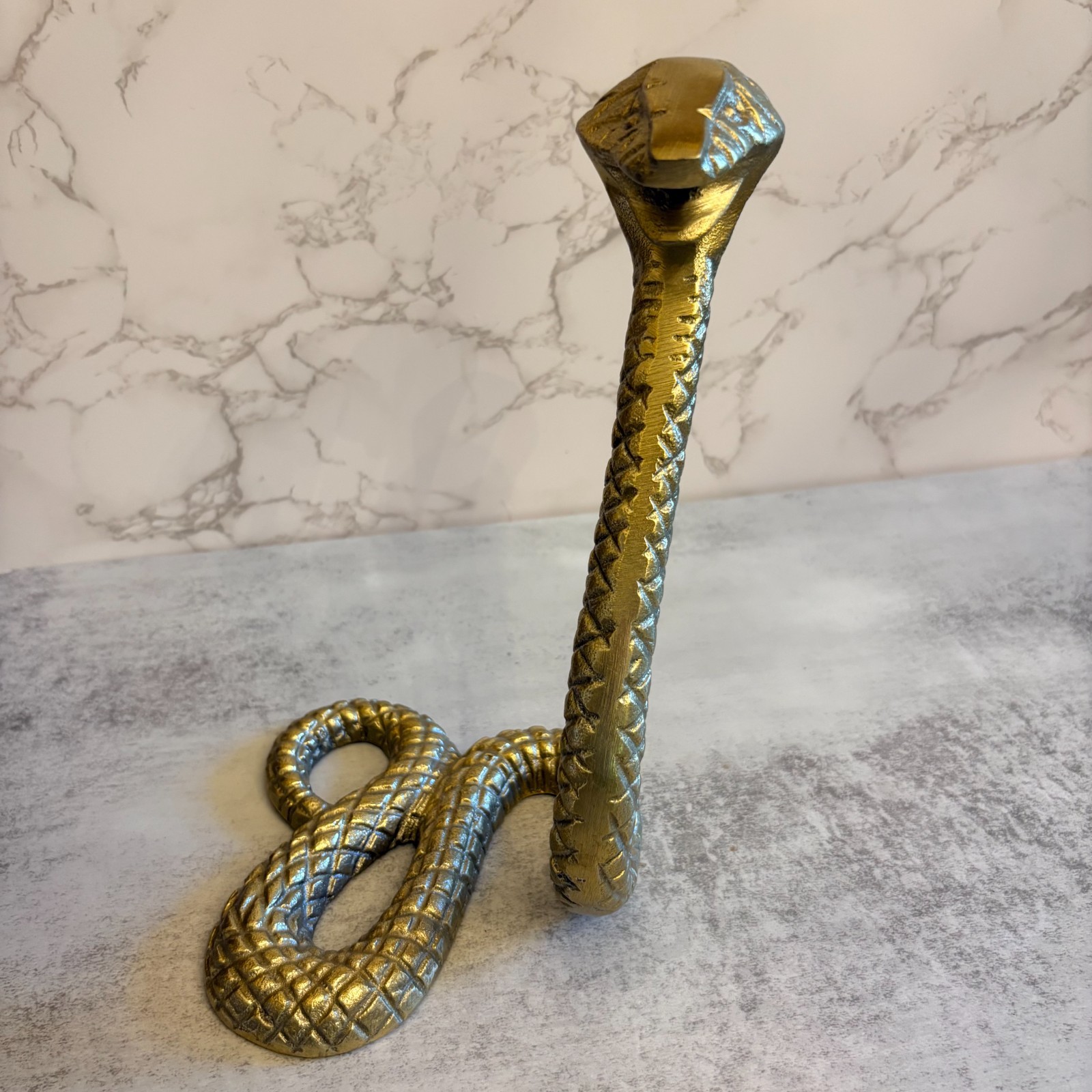 Gold Aluminum Cobra Snake Sculpture Figurine Coiled Serpent 9 Gold Aluminum Cobra Snake Sculpture Figurine Coiled Serpent 9