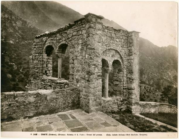 the pronaos, Abbey of San Pietro al Monte, Civate, Lombardy, Italy- Old Photo