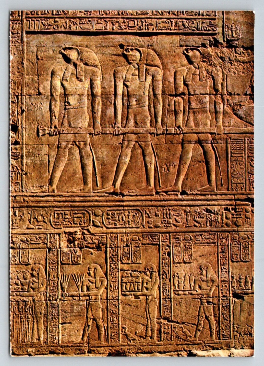 Ancient Egypt Edfu Temple Horus Procession Bas-Relief Postcard U.A.R. Lennert