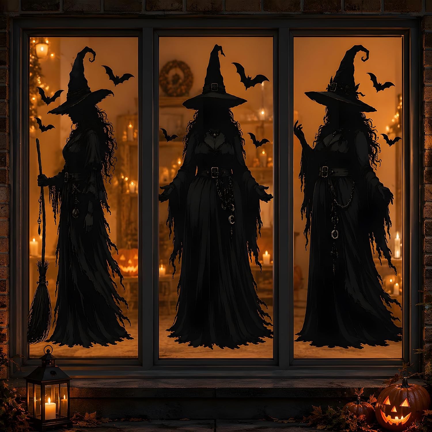 Black Halloween Window Clings Witch Window Stickers Party Decorations