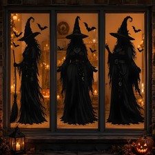 Black Halloween Window Clings Witch Window Stickers Party Decorations picture