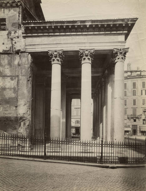 Western side of the pronaos of the Pantheon, with columns dating b- Old Photo