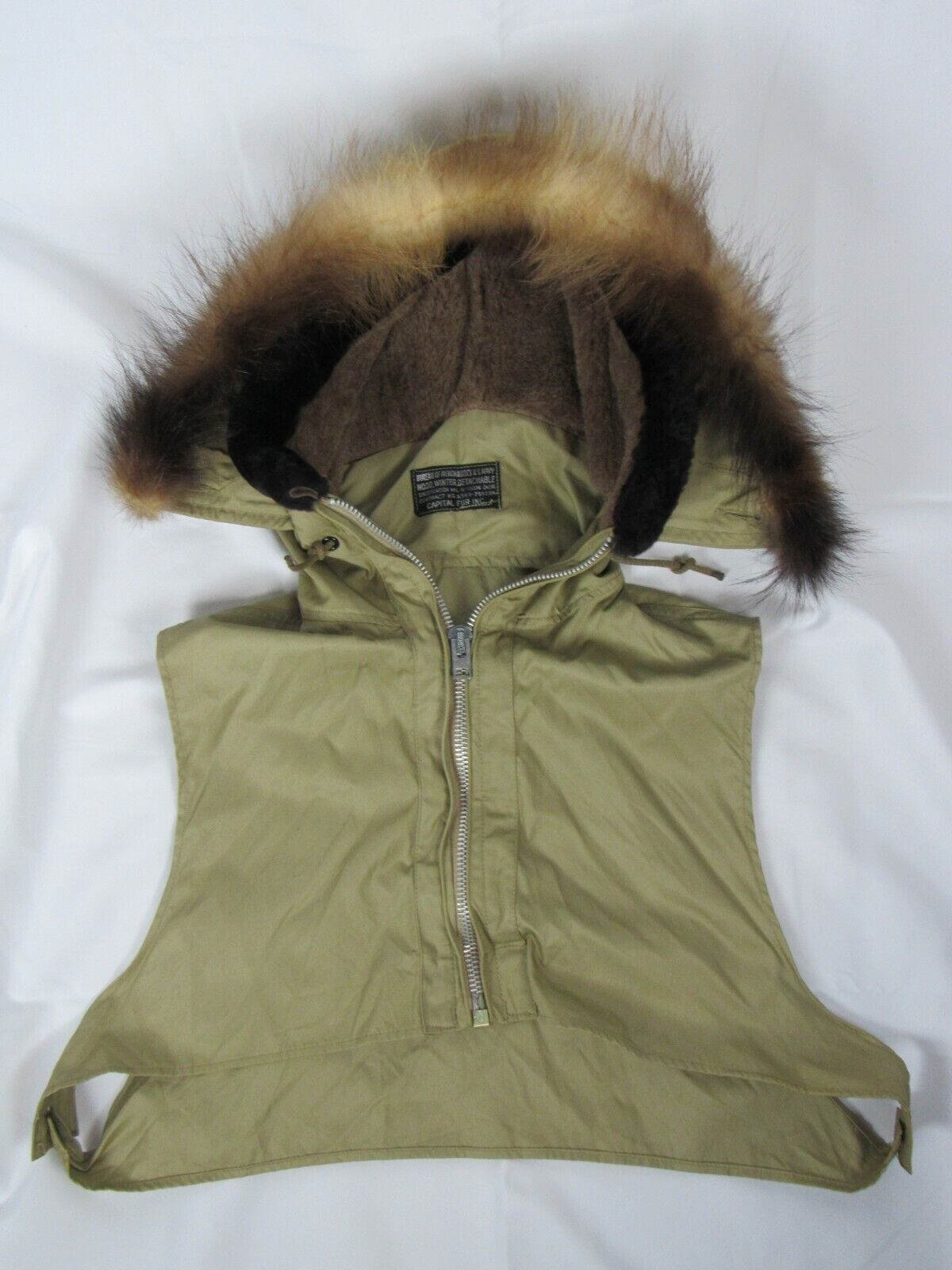 MINT Vtg 1950s Bureau of Aeronautics US Navy Winter Detachable Hood Capital Fur
