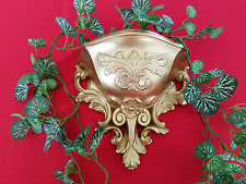 Vintage Gold Tone WALL POCKET PLANTER + Leaves ~ HOMCO Home Interiors Decor picture