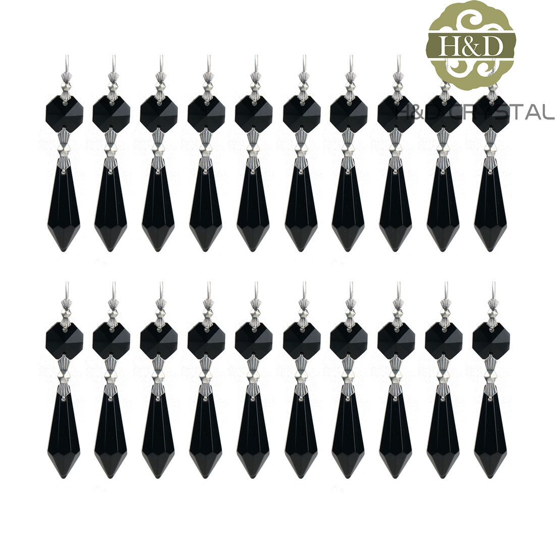 50p Black Chandelier Glass Crystal Lamp Prisms Parts Hanging Pendants Home Decor