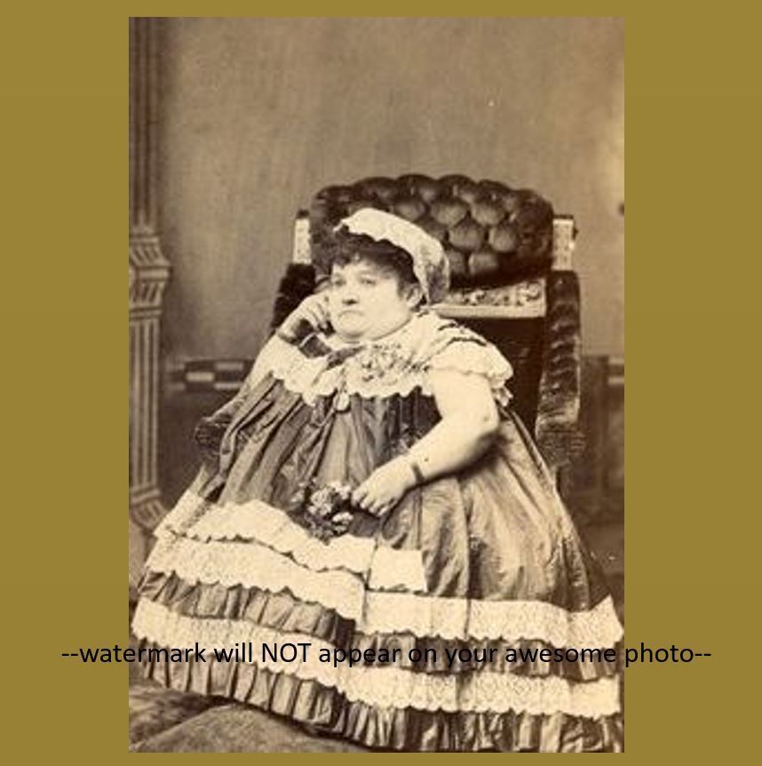 Vintage Fat Lady Midget PHOTO Circus Freak Scary Creepy Carrie Akers c1888