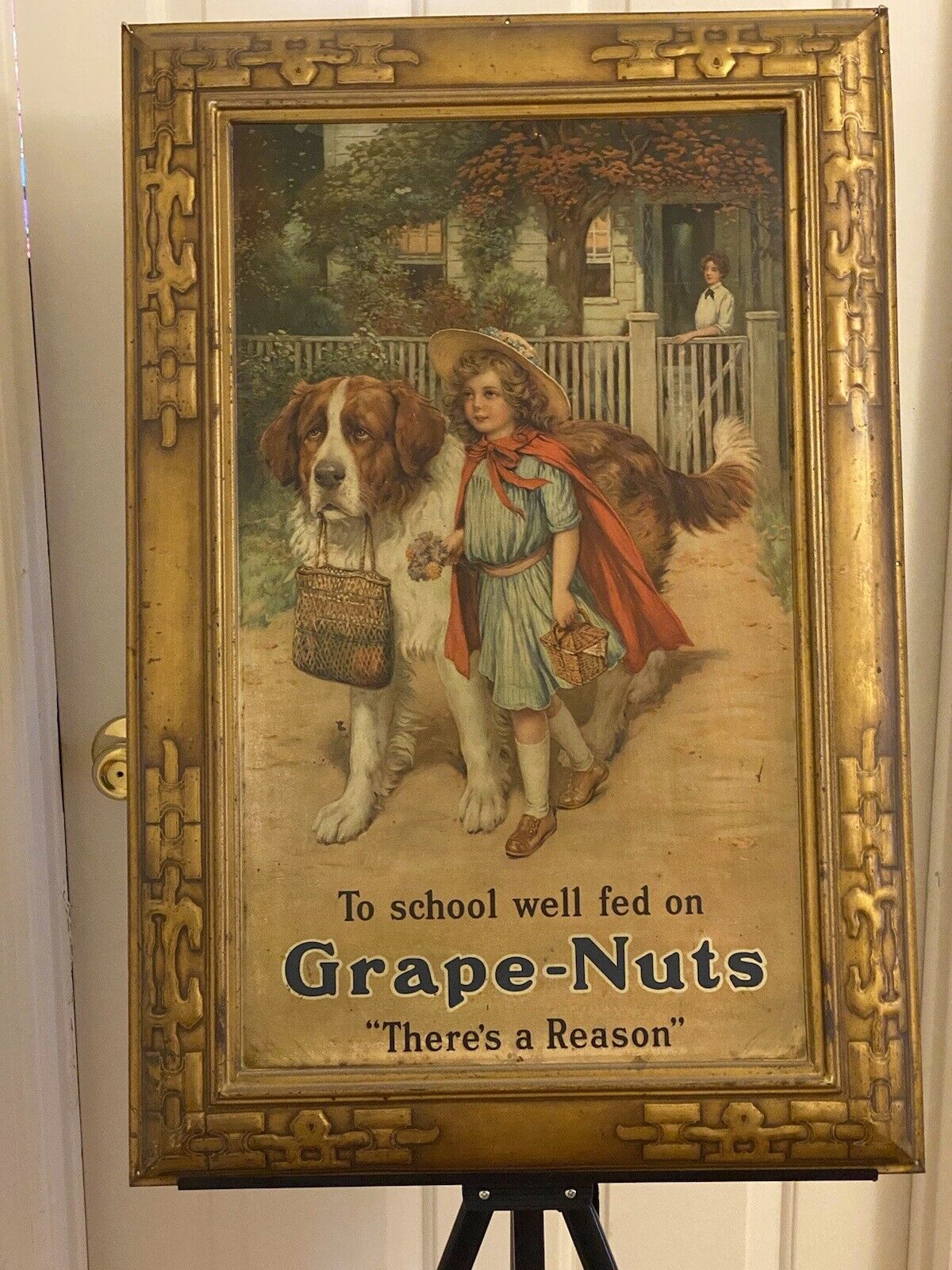 Original Antique Grape Nuts Tin Sign (1912)  AMAZING condition collector\'s WOW