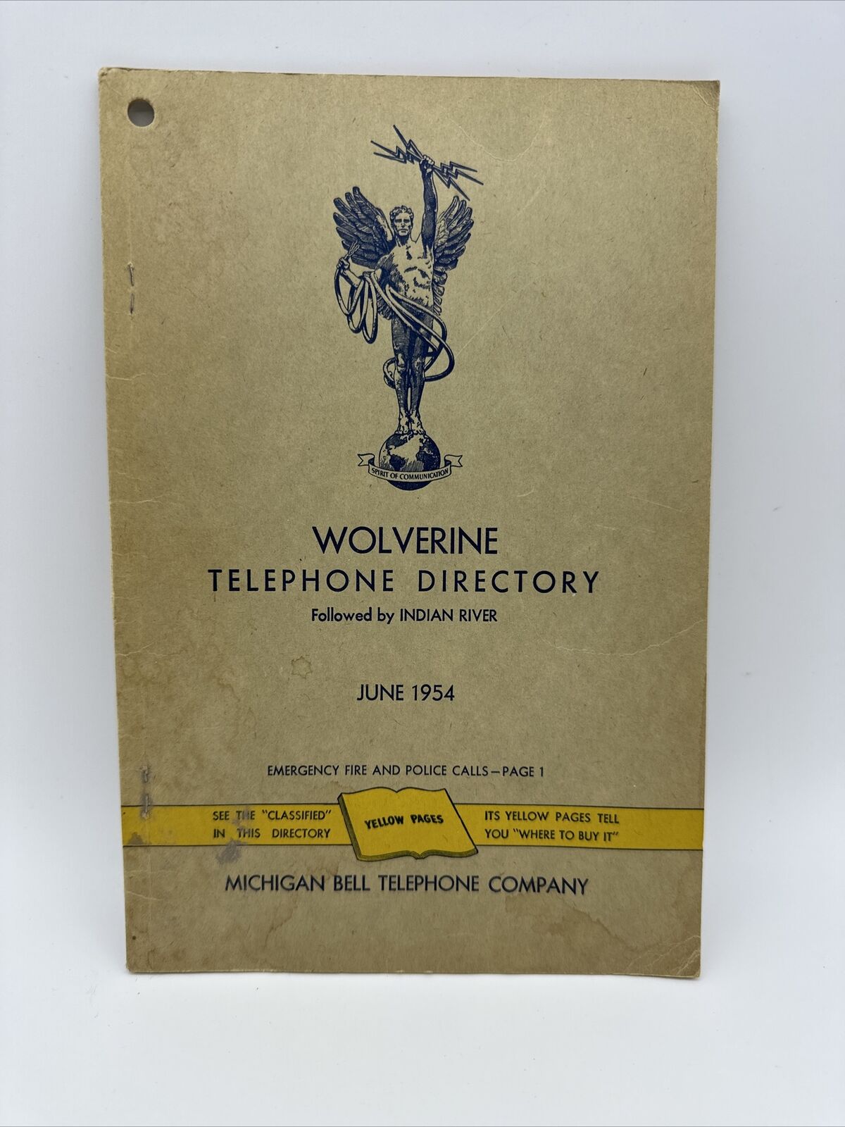 RARE 1954 Michigan Bell Wolverine MI TELEPHONE DIRECTORY phone book 4 digit #'s